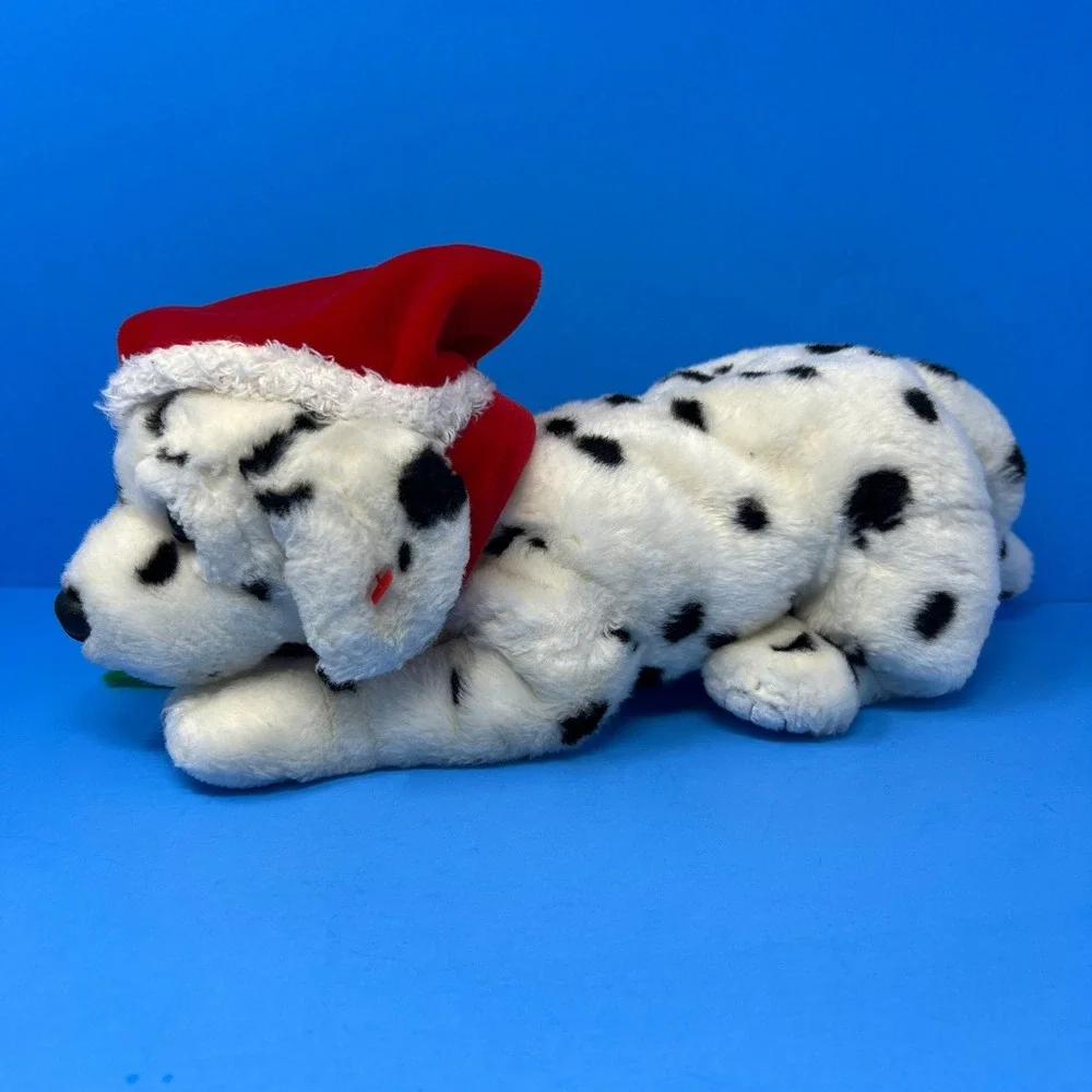 Ty‎ Beanie Buddies Dalmatian 12 Inch White Black Christmas Santa Hat Scarf Dog